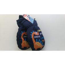 Dětské funkční  palcové šusťákové rukavice s obrázky DINO SPORT WEAR Tm. modrá