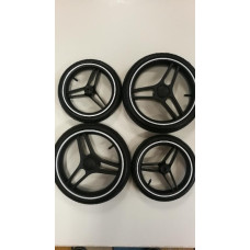 Set náhradních gelových - bezdušových koleček na kočárek FIRKON   a jiné modely kočárků  Černá/bílá