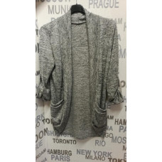 Elegantní svetřík / cardigan s kapsami  - světle šedá