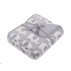  Dětská luxusní oboustranná deka acryl + soft  DUETBABY kolekce sloni   kód 684  Šedá