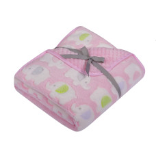  Dětská luxusní oboustranná deka acryl + soft  DUETBABY kolekce sloni   kód 684  Růžová