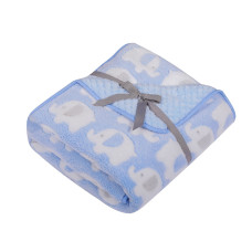  Dětská luxusní oboustranná deka acryl + soft  DUETBABY kolekce sloni   kód 684 Modrá