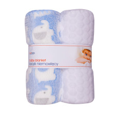 DuetBaby Dětská dečka 80x90cm- výhodná sada 2ks, bílá + modří sloni