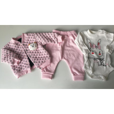3 - dílný dětský  komplet - kabátek na patentky   + tepláky / baggy + body dlouhý rukáv kolekce MEDVÍDEK 3D   MINI PAKEL