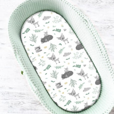 Baby Nellys Dětské bavlněné prostěradlo do kočárku, koše, Forest mátová