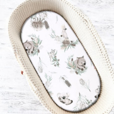 Baby Nellys Dětské bavlněné prostěradlo do kočárku, koše, Exotika - béžová