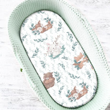 Baby Nellys Dětské bavlněné prostěradlo do kočárku, koše, LULU Natural - mátová