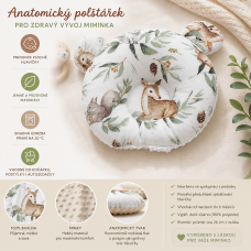 Anatomický polštářek - podhlavníček  zabraňující deformaci hlavičky  Zvířátka v lese 