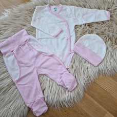 Z&Z 3-dílná soupravička body, polodupačky a čepička Medvídci růžoví