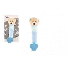 Plyšové pískátko s kousátkem baby kousátko medvěd 21cm modrý TULILO
