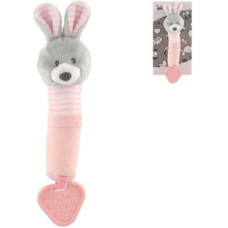 Plyšové pískátko s kousátkem baby kousátko zajíček  21cm růžový  TULILO