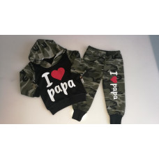 2 - dílný dětský  komplet  mikina  I LOVE PAPA    + tepláky Maskáč ELCI BABY 