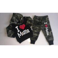 2 - dílný dětský  komplet  mikina  I LOVE MAMA    + tepláky Maskáč ELCI BABY 
