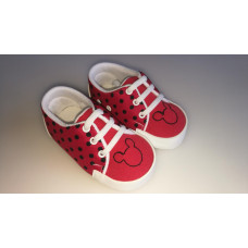 Dětské capáčky - botičky tenisky  puntíčky  MICKEY PAMILY červené