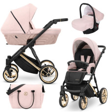 Kombinovaný kočárek KUNERT Ivento Premium ZLATÝ RÁM - SMOKY PINK