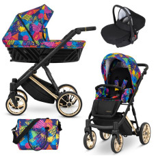 Kombinovaný kočárek KUNERT Ivento Premium ZLATÝ RÁM -  COLORS IMPRESION