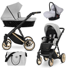 Kombinovaný kočárek KUNERT Ivento Premium ZLATÝ RÁM -  DOVE GREY
