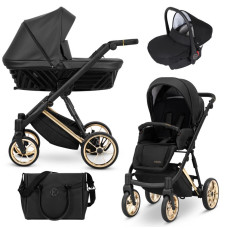 Kombinovaný kočárek KUNERT Ivento Premium ZLATÝ RÁM - BLACK PEARL