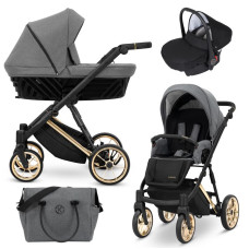 Kombinovaný kočárek KUNERT Ivento Premium ZLATÝ RÁM - DEEP GRAPHITE