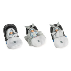 Floo For Baby Fusak / zavinovačka  do autosedačky a kočárku VAFLE Sv.šedá