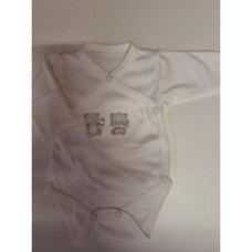 Bavlněné  celopropínací body s výšivkou zvířátek   BABY SERVICE - ČESKÁ VÝROBA !!!!   Smetanová