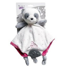 Přítulníček / usínáček  mazlík s kousátkem TULILO  Medvídek PANDA - puntíčky Bílo/šedo / růžová
