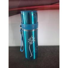  Termoska s dvoijitým ocelovým  pláštěm   350 ml květina  CARRY CUP  Tyrkysová