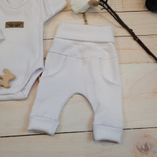 Moderní bavlněné kojenecké kalhoty s kapsičkami  - tepláčky BAGGY  ZYZIO Z&Z Bílá 