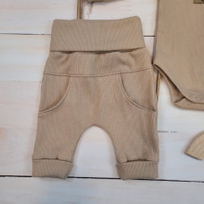 Moderní bavlněné kojenecké kalhoty s kapsičkami  - tepláčky BAGGY  ZYZIO Z&Z Béžová