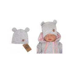 Z&Z Dvouvrstvá bavlněná čepička LOVE TEDDY, šedá