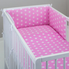 3 - dílná bavlněná  souprava do postýlky 135x100 cm  kolekce Puntíky Baby - růžový   NEL.