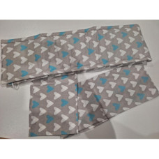 3 - dílná bavlněná  souprava do postýlky 120x90 cm srdíčka tyrkysovo/ bílá NELLYS