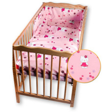 3 - dílná bavlněná  souprava do postýlky 120x90 cm HELLO KITTY krémovo / růžová