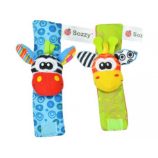 Chrastítka na ručičku  2 ks  zebra / žirafa 