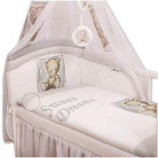 3 - dílná bavlněná  souprava do postýlky 120x90 cm  kolekce SWEET DREAMS TEDDY  Bílo/ šedá