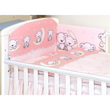 3- dílná souprava do postýlky s oblým mantinelem  BEARS  AMY  120x90   Růžová