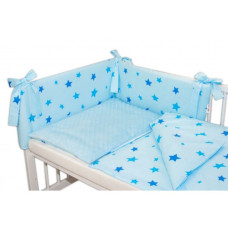 BABY NELLYS 3-DÍLNÁ SADA MANTINEL S POVLEČENÍM MINKY 120 x 90 cm   BABY STARS - SV. MODRÁ