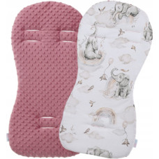 OBOUSTRANNÁ  VLOŽKA DO KOČÁRKU MINKY BAVLNA  BABYM sloníci / růžová