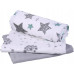 Mušelínové pleny PREMIUM SET 3ks BABYM hvězdy / pampeliška / šedá