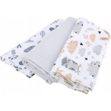 Mušelínové pleny PREMIUM SET 3ks BABYM zvířátka  / ježečci / šedá