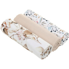 Mušelínové pleny PREMIUM BABYMAM 3 kusy  Béžová / květy 