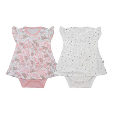 Letní lehoučké šatičko/body krátký rukáv  BABYSERVICE kolekce kytičky růžová