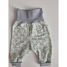 Rostoucí kojenecké bavlněné Kalhoty / tepláčky   BAGGY    ODO  ČESKÁ VÝROBA !  Mentolová + slůňátka 
