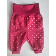 Rostoucí kojenecké bavlněné Kalhoty / tepláčky   BAGGY    ODO  ČESKÁ VÝROBA !  Tm. růžová + puntíky   