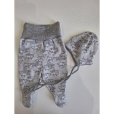 2- dílný komplet Bavlněné kojenecké   polodupačky + čepička   ODO  ČESKÁ VÝROBA !! Šedá + žraloci
