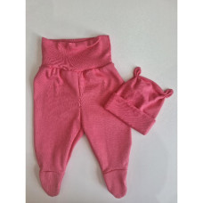 2- dílný komplet Bavlněné kojenecké   polodupačky + čepička   ODO  ČESKÁ VÝROBA !! Tm. růžová