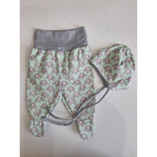 2- dílný komplet Bavlněné kojenecké   polodupačky + čepička   ODO  ČESKÁ VÝROBA !! Šedá + slůňátka 