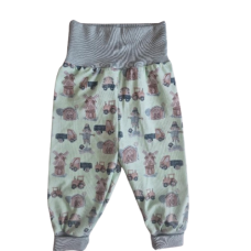 Rostoucí kojenecké bavlněné Kalhoty / tepláčky   BAGGY    ODO  ČESKÁ VÝROBA ! Mentolová + život na statku