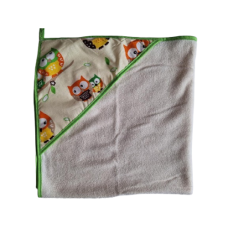 DĚTSKÁ OSUŠKA S KAPUCÍ TERMOFROTE -  80X80 CM Kolekce sovičky zelené