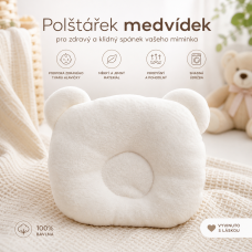 POLŠTÁŘEK  PRO PREVENCI A LÉČBU SYNDROMU PLOCHÉ HLAVY MEDVÍDEK barva bílá  AKCE !!!